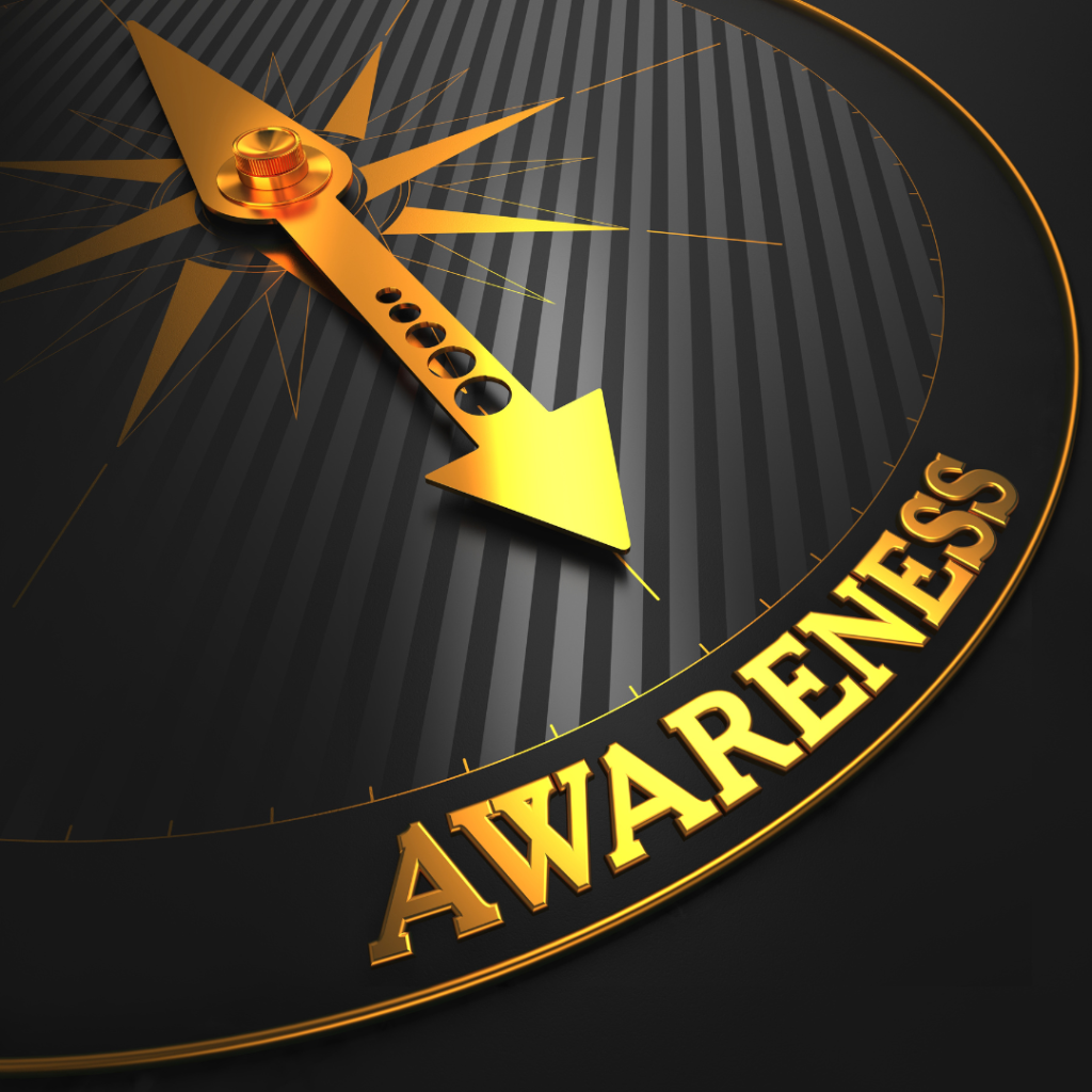 A compass pointing towards awareness